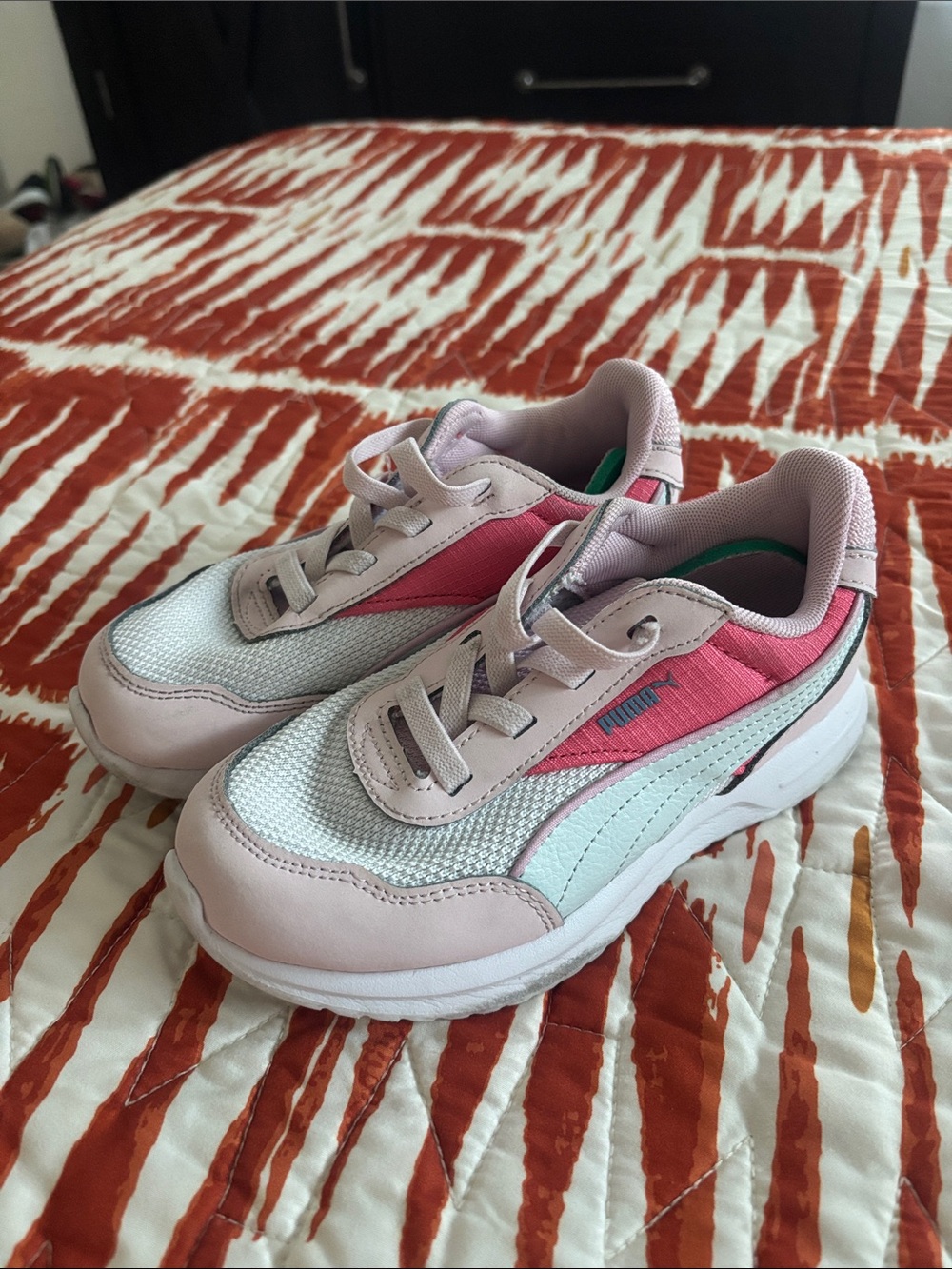 Puma Girls Pink, White & Hot Pink Runner Sneakers